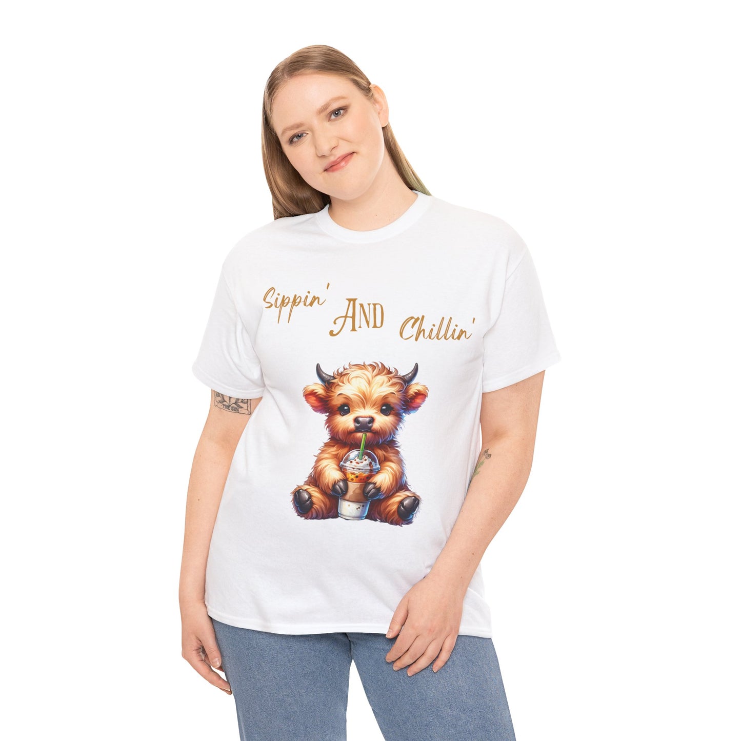 Sippin' and Chillin' - Highland Cow Tee