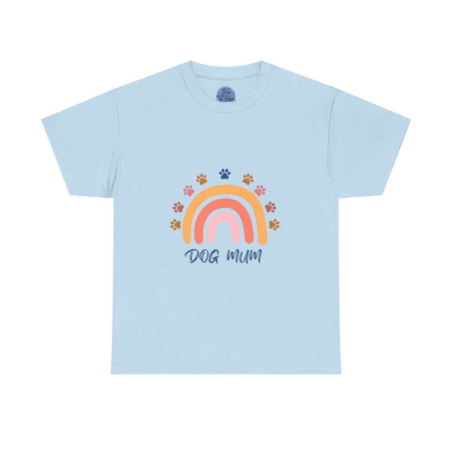 Dog Mum Retro Rainbow Tee, Unisex Heavy Cotton Tee, Pet Lover Gift, Dog Mom Shirt, Colourful T-Shirt for Dog Owners, Casual Wear