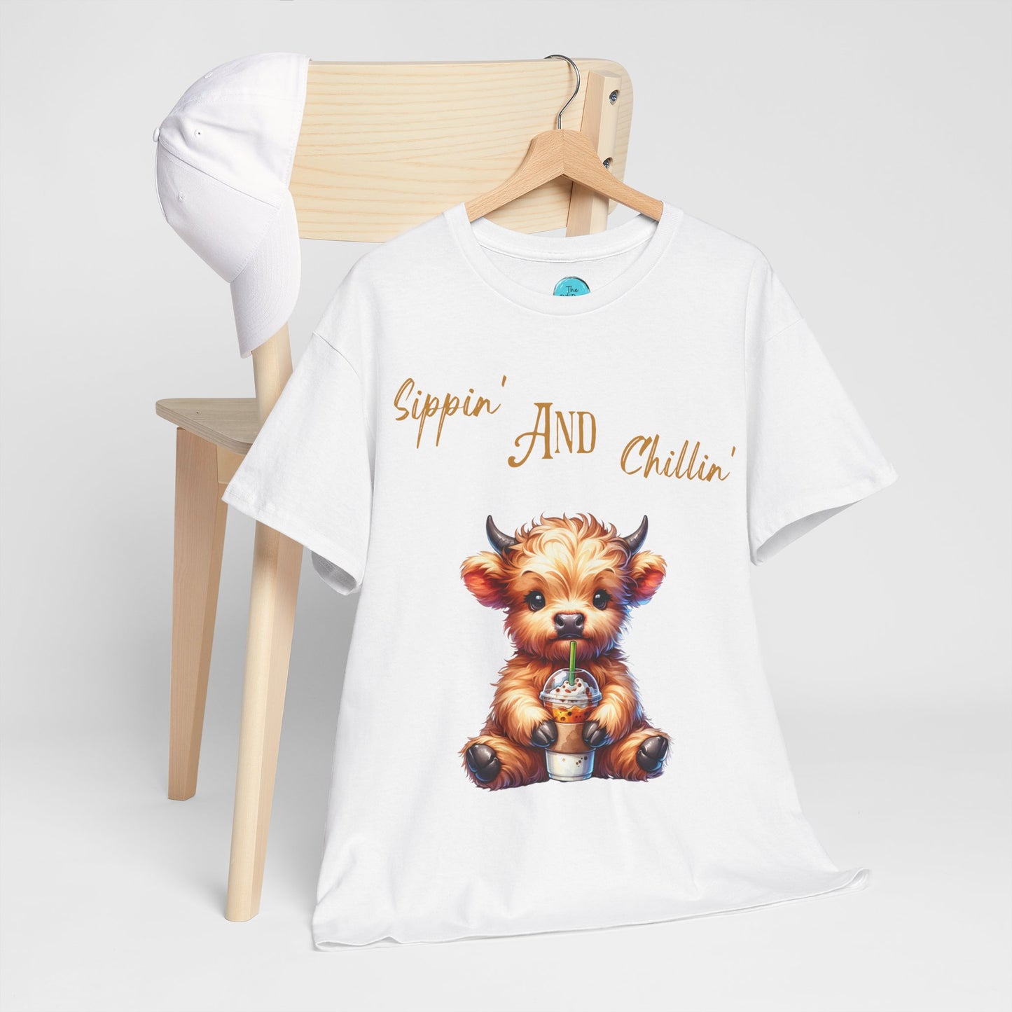 Sippin' and Chillin' - Highland Cow Tee