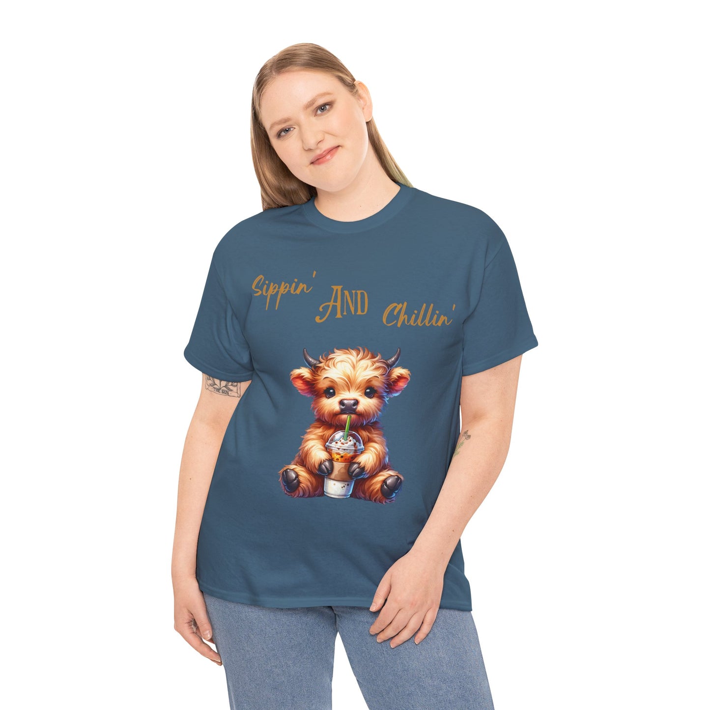 Sippin' and Chillin' - Highland Cow Tee