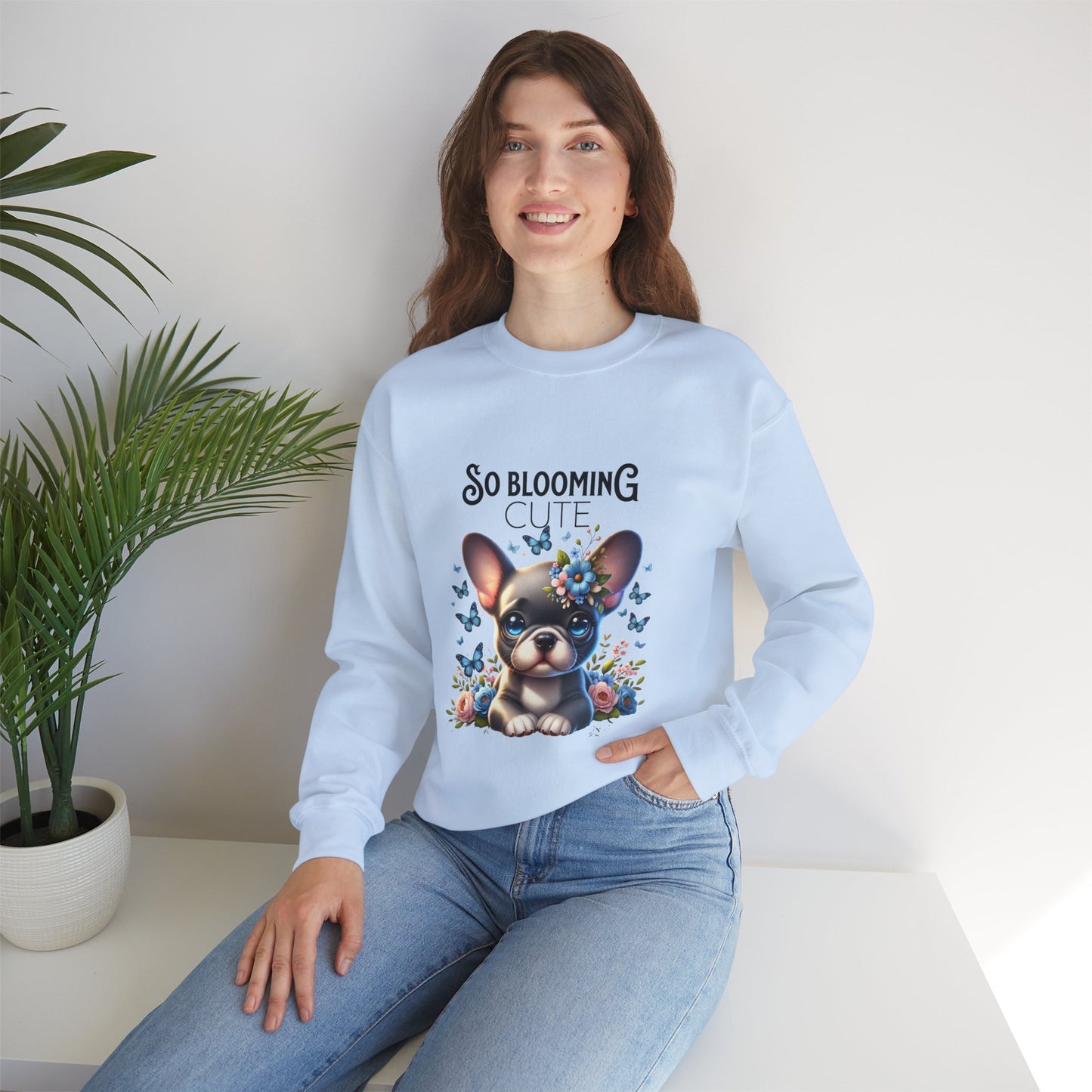 So Blooming Cute French Bulldog Sweatshirt, Cute Pet Lover Gift, Floral Graphic Crewneck, Cozy Spring Fashion, Animal Lover Apparel