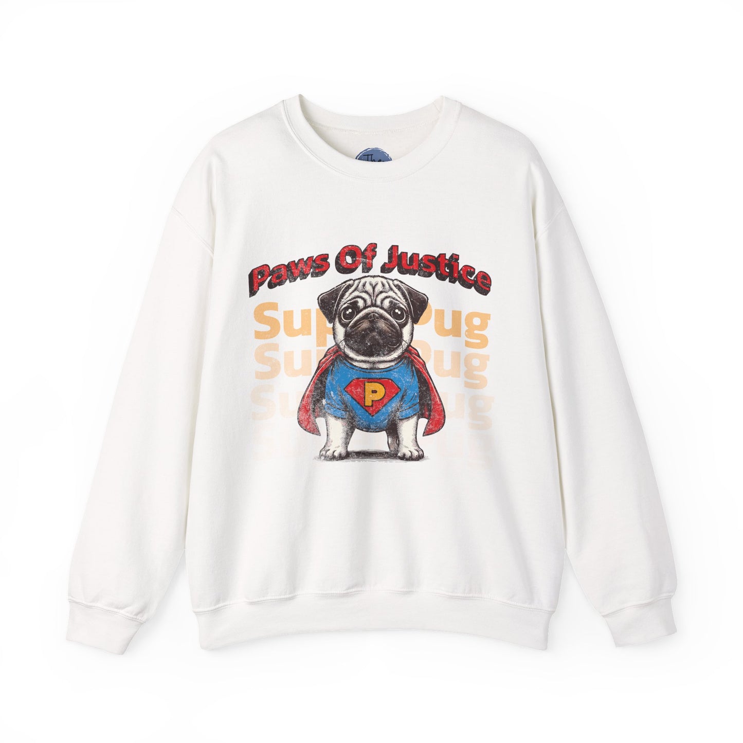 Super Pug Justice Sweatshirt, Funny Dog Sweater, Gift for Dog Lovers, Cozy Crewneck, Pet-Themed Apparel, Unisex Sweatshirt