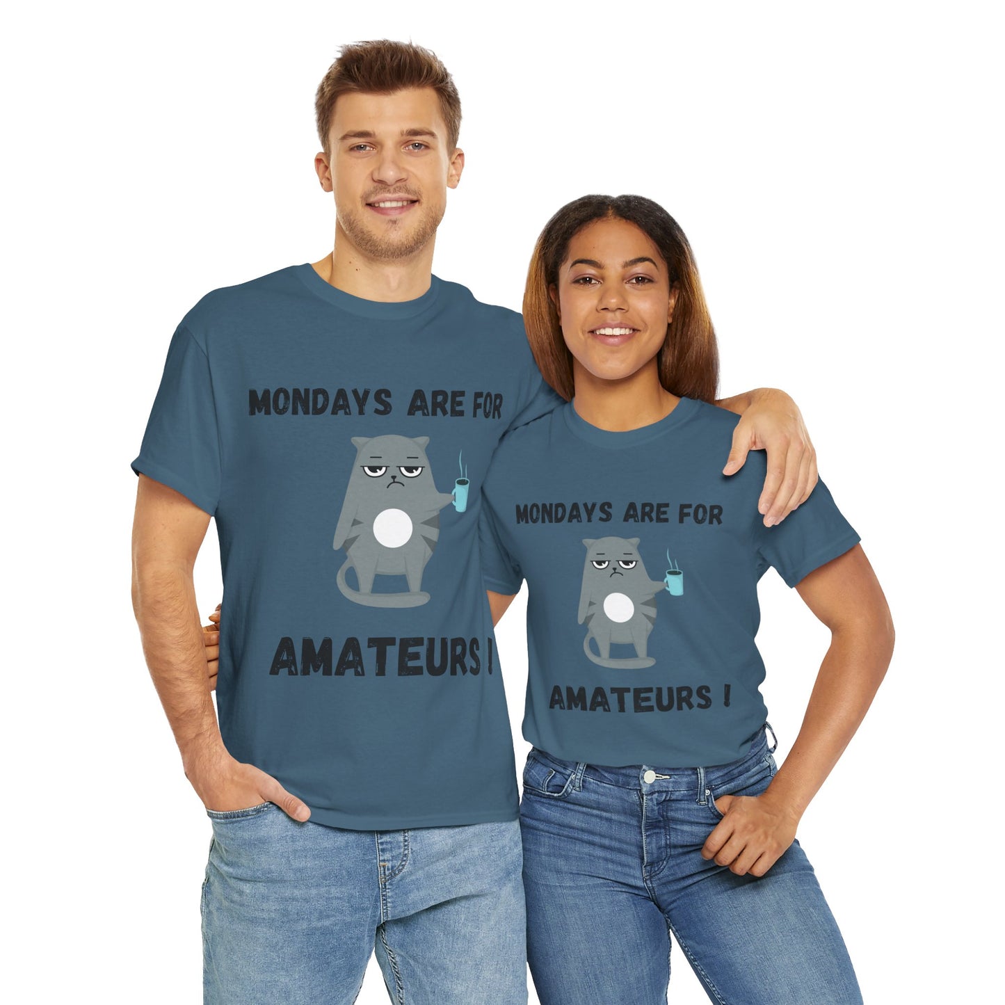 Grumpy Mondays Cat T'Shirt Unisex Heavy Cotton Tee