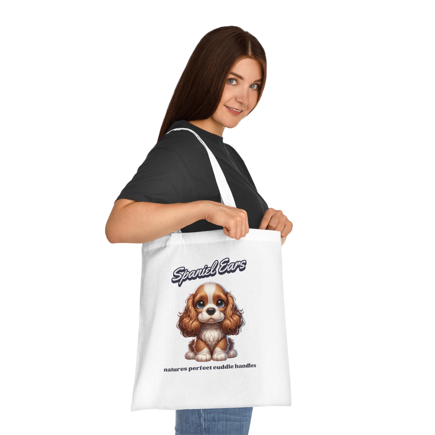 Cute Spaniel Ears Cotton Tote Bag, Dog Lover Gift, Eco-Friendly Shopping Bag, Pet Owner Essentials, Adorable Animal Art