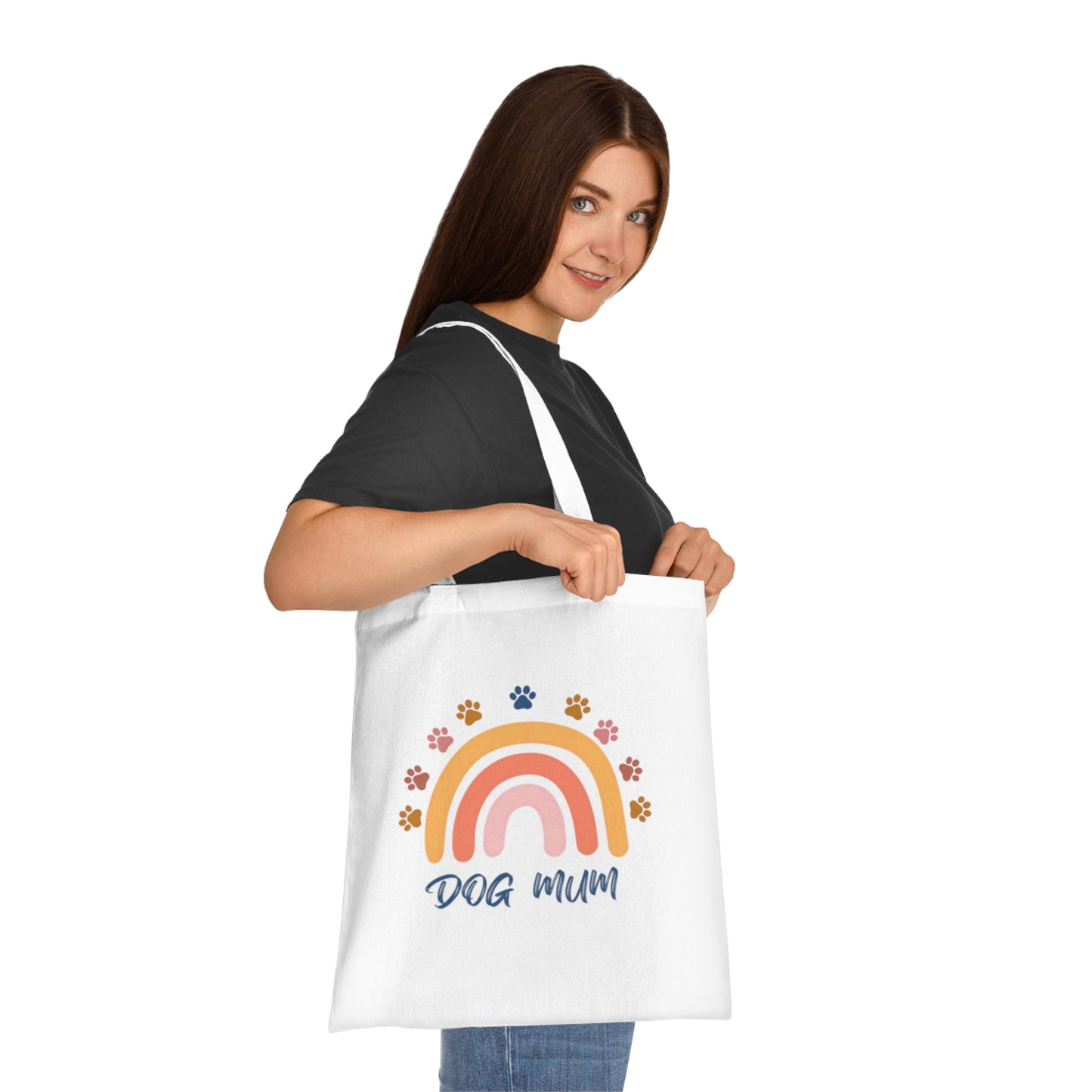 Dog Mum Retro Rainbow Tote Bag | Eco-Friendly Reusable Shopper | Gift for Dog Lovers | Cute Pet Owner Bag | Adorable Everyday Carryall