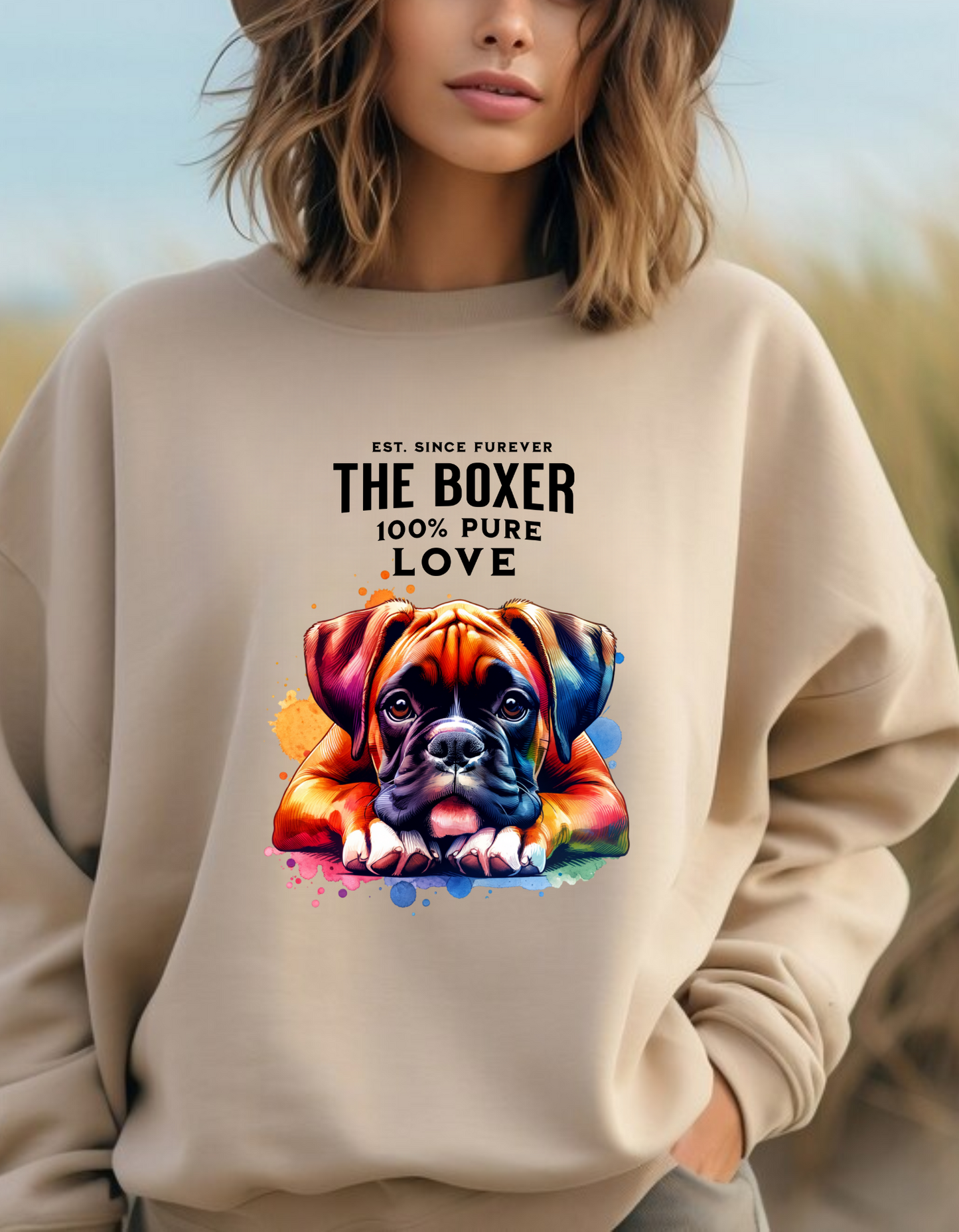 100% Love - Boxer Dog - Crewneck Sweatshirt