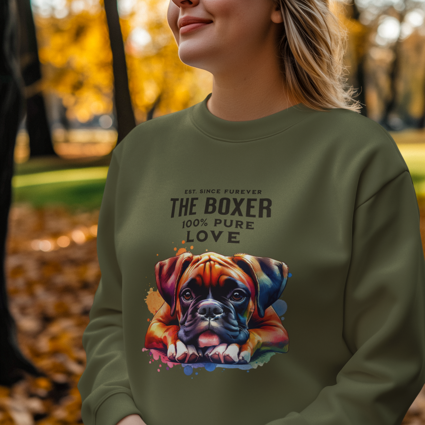 100% Love - Boxer Dog - Crewneck Sweatshirt