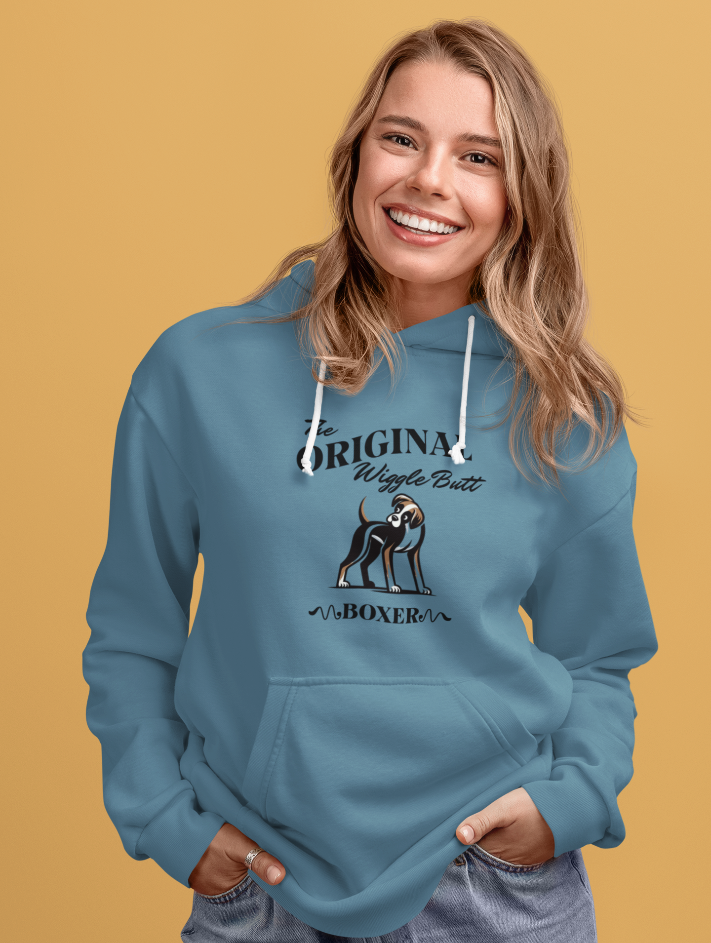 The Original Wiggle Butt Boxer Dog Lover Hoodie, Funny Dog Sweatshirt, Pet Owner Gift, Original Boxer Apparel, Cozy Unisex Hoodie