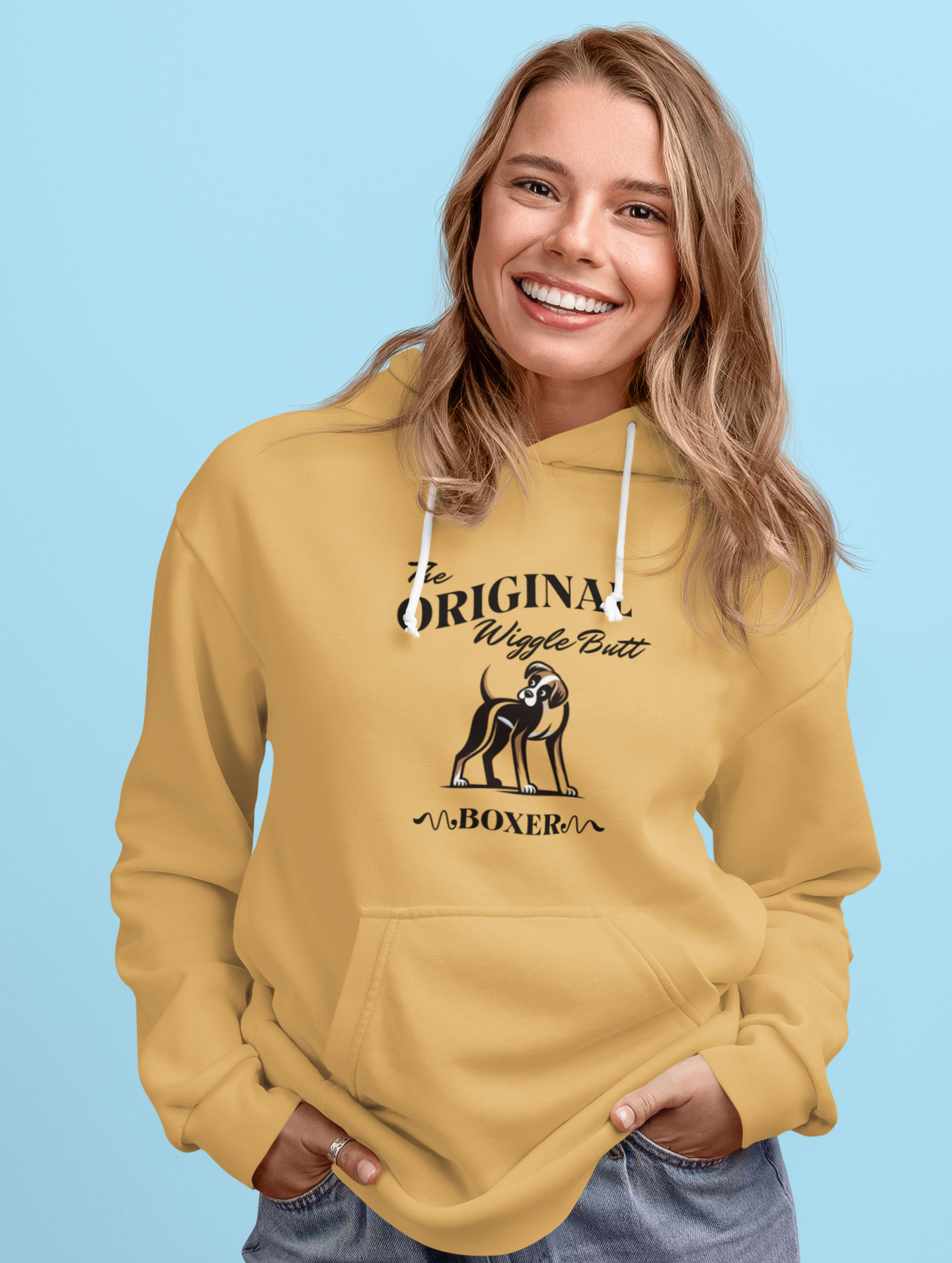 The Original Wiggle Butt Boxer Dog Lover Hoodie, Funny Dog Sweatshirt, Pet Owner Gift, Original Boxer Apparel, Cozy Unisex Hoodie