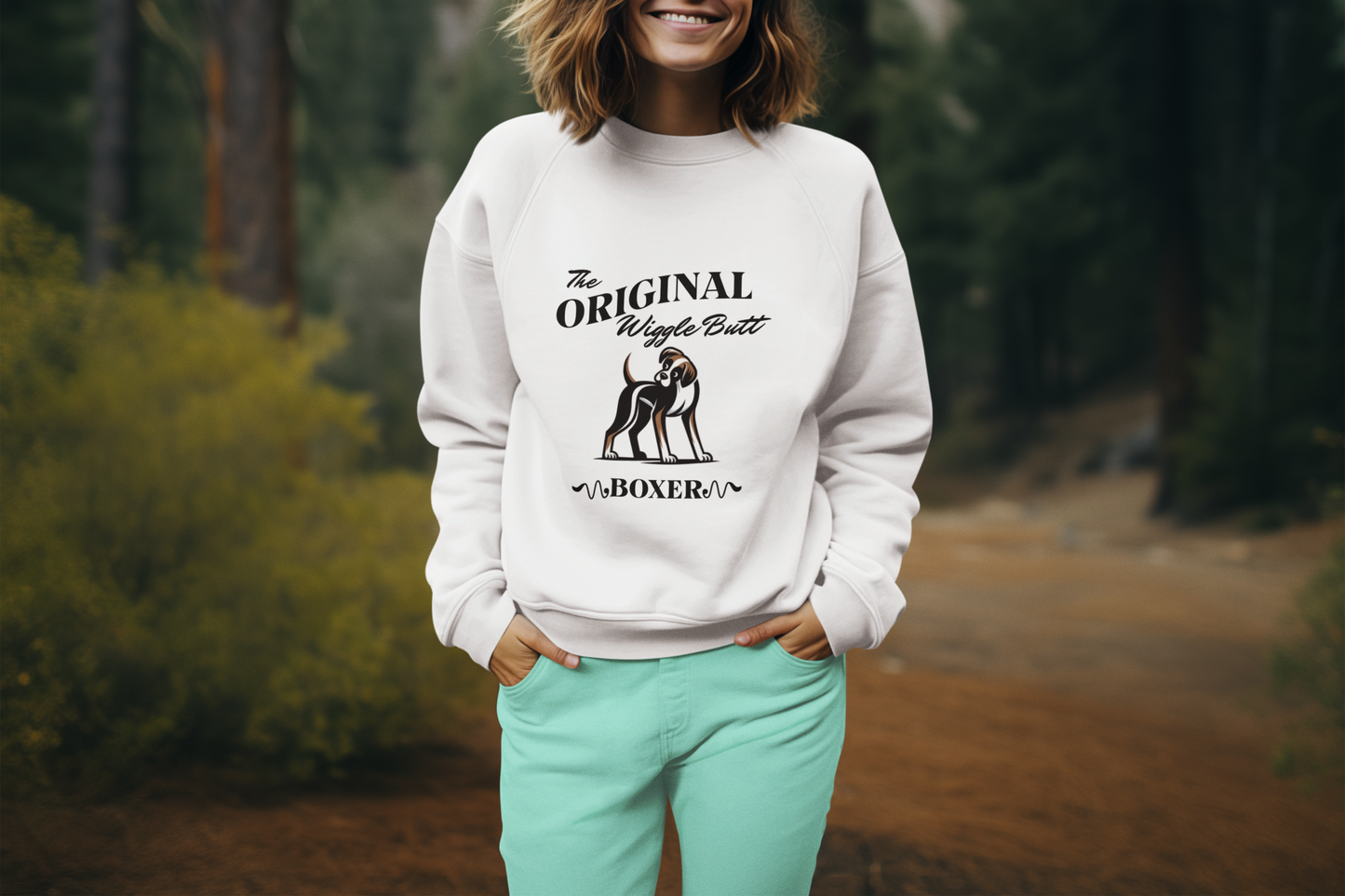 Original Wiggle But Boxer Sweatshirt, Unisex Dog Lover Crewneck, Gift for Boxer Lovers, Cozy Pet Sweatshirt, Cute Animal Apparel