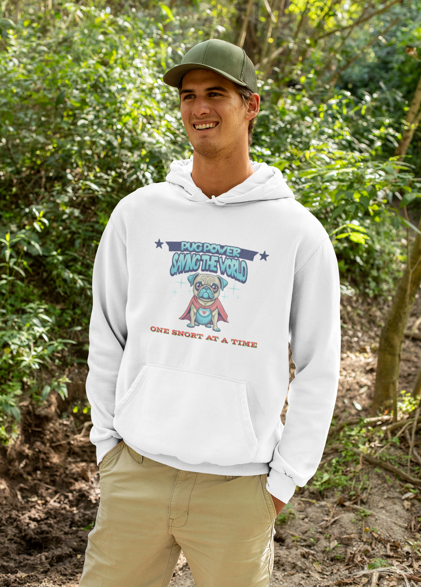 Superhero Pug Hoodie, Fun Pet Lover Sweatshirt, Gift for Dog Owners, Cozy Animal Hoodie, Cute Dog Sweatshirt
