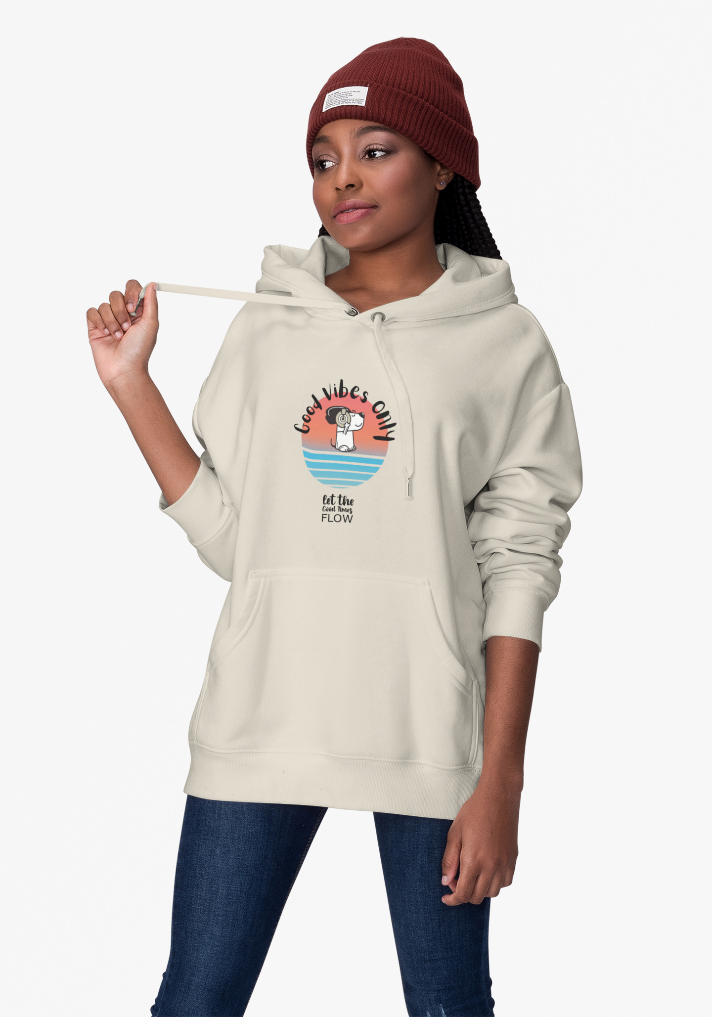 Good Vibes Unisex Hooded Sweatshirt, Relaxed Style, Cozy Gift, Chill Wear, Summer Essentials, Motivational Fashion,