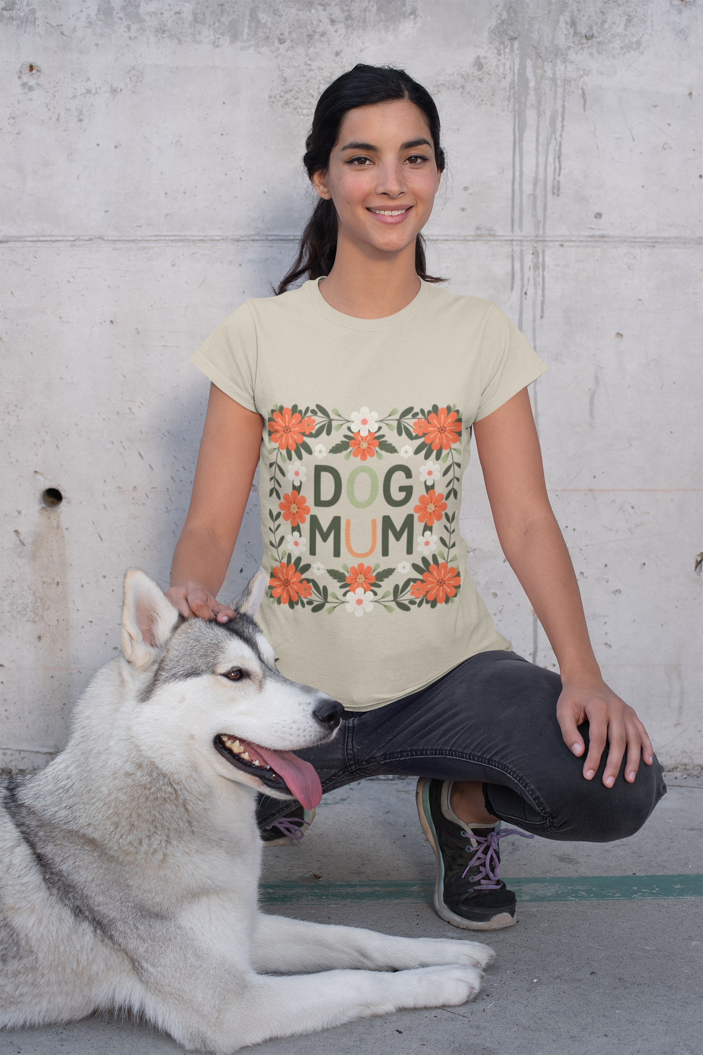 Dog Mum Floral Tee, Gift for Dog Moms, Comfortable T-Shirt, Pet Lover Apparel, Mother's Day Gift, Casual Wear