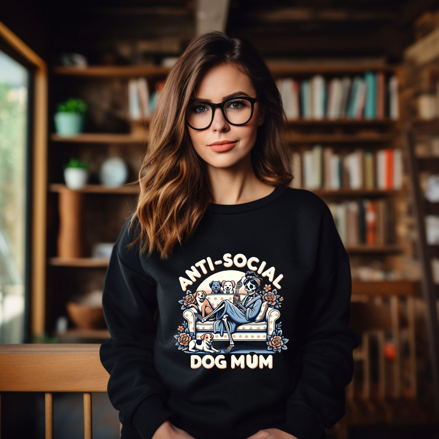 Anti-Social Dog Mum Crewneck Sweatshirt, Cozy Gift for Introverts, Comfortable Casual Wear, Perfect for Holidays, Everyday Style