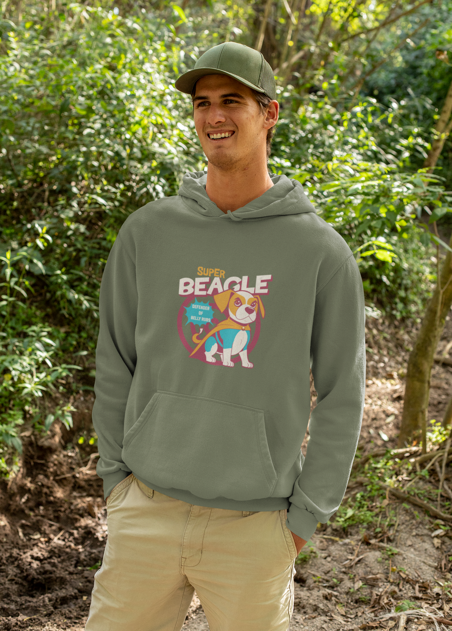 Super Beagle Graphic Hoodie, Cozy Pet Lover Hoodie, Fun Animal Gift for Dog Moms, Cute Casual Wear, Warm Winter Apparel
