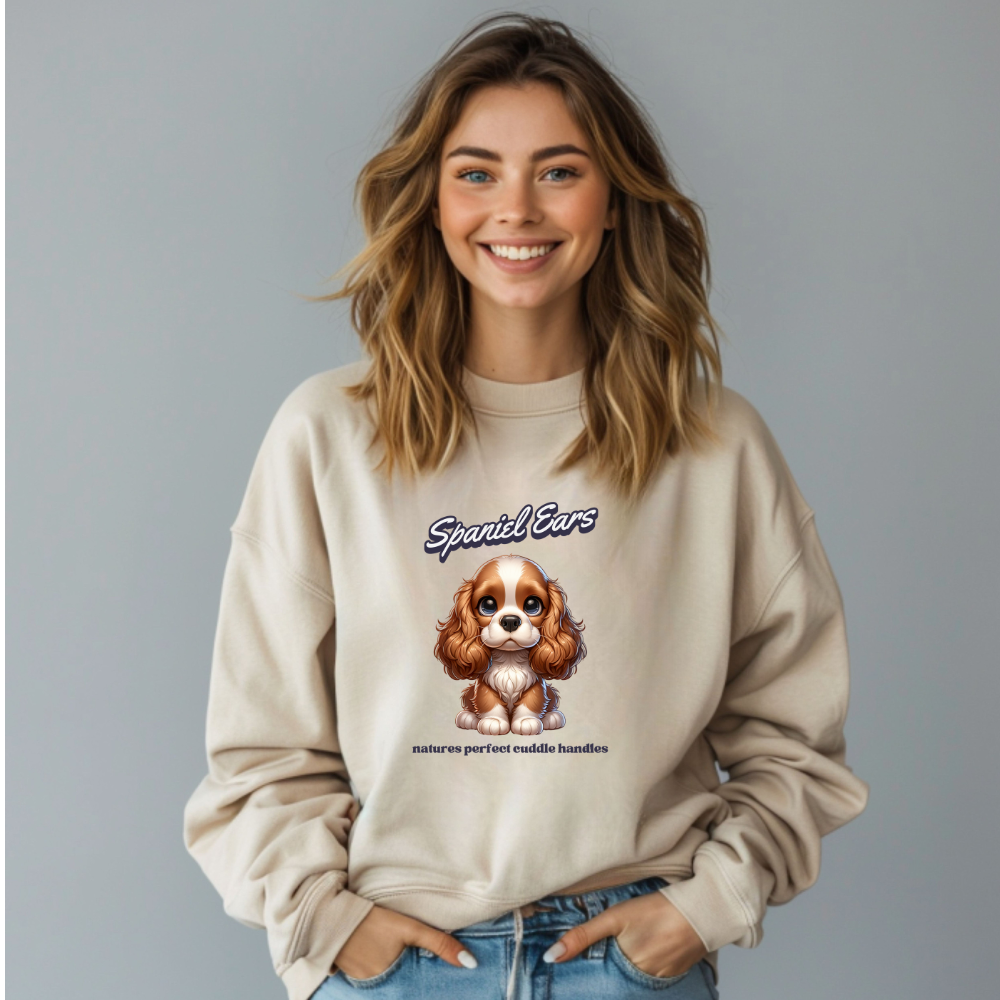 Cute Dog Sweatshirt, Spaniel Ears - Crewneck, Pet Lover Gift, Cozy Dog Jumper