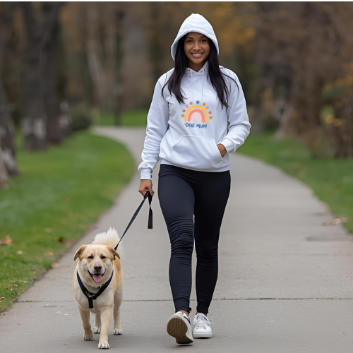 Dog Mum Retro Rainbow Hoodie, Pet Lover Sweatshirt, Gift for Dog Owners, Cute Dog Mom Apparel, Cozy Dog Owner Hoodie, Women’s Unisex Sweatshirt