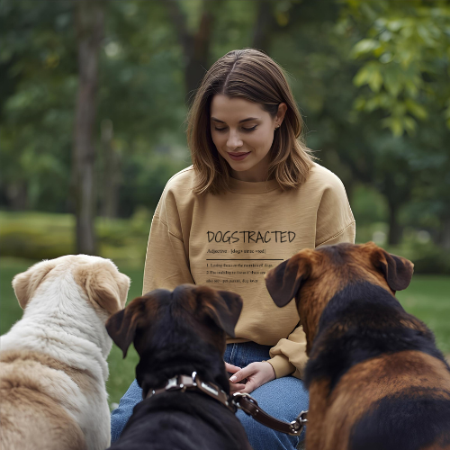Dogstracted Crewneck Sweatshirt, Gift for Dog Lovers, Cozy Fashion, Pet-Themed Apparel, Animal Lover Sweatshirt