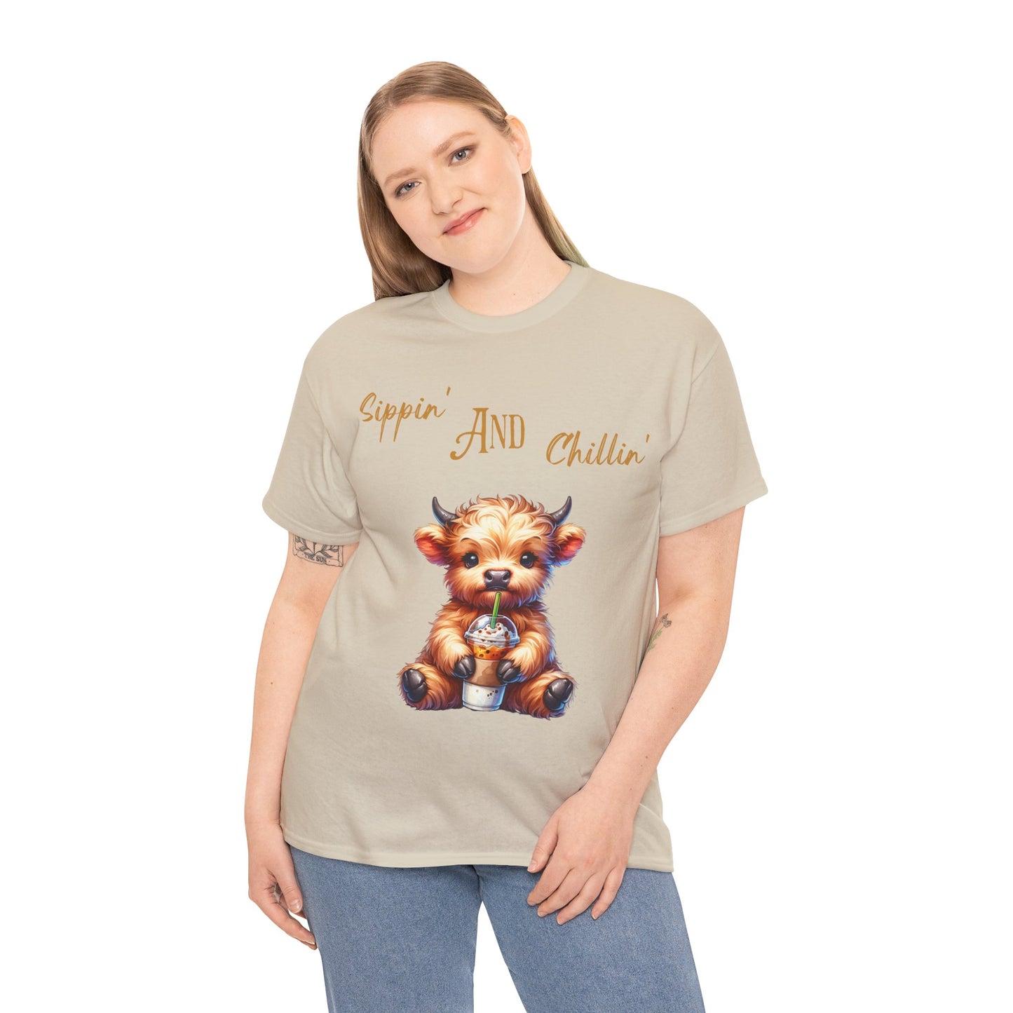 Sippin' and Chillin' - Highland Cow Tee