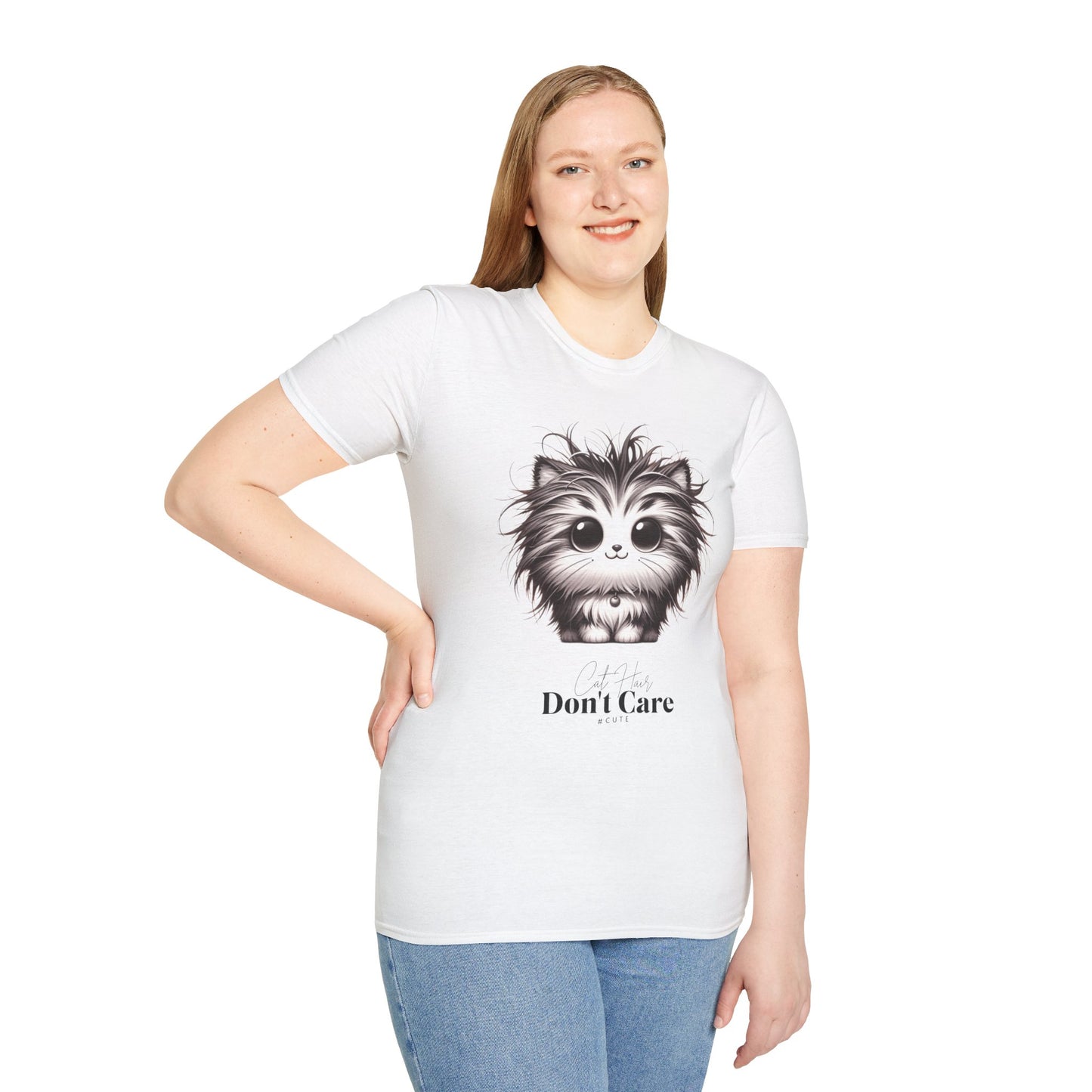Cat Hair Don't Care - Cat meme Tee