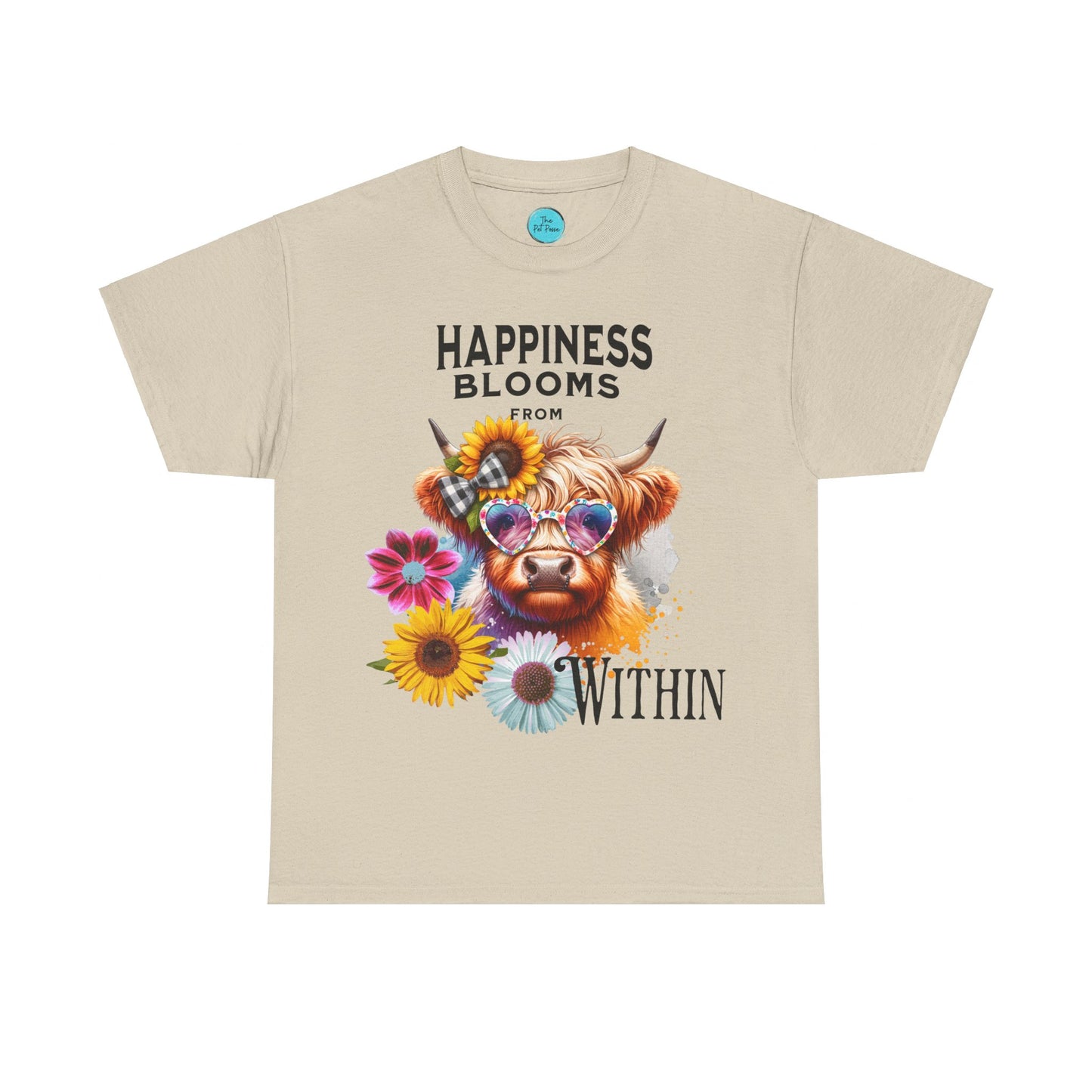 Happiness Blooms from Within - Highland Cow tee