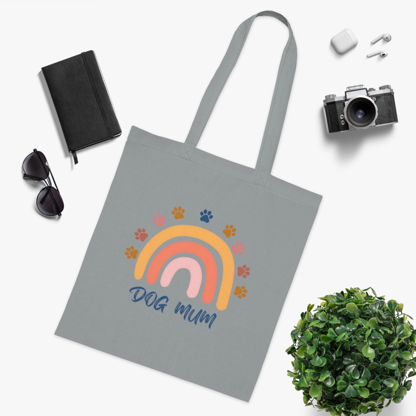 Dog Mum Retro Rainbow Tote Bag | Eco-Friendly Reusable Shopper | Gift for Dog Lovers | Cute Pet Owner Bag | Adorable Everyday Carryall