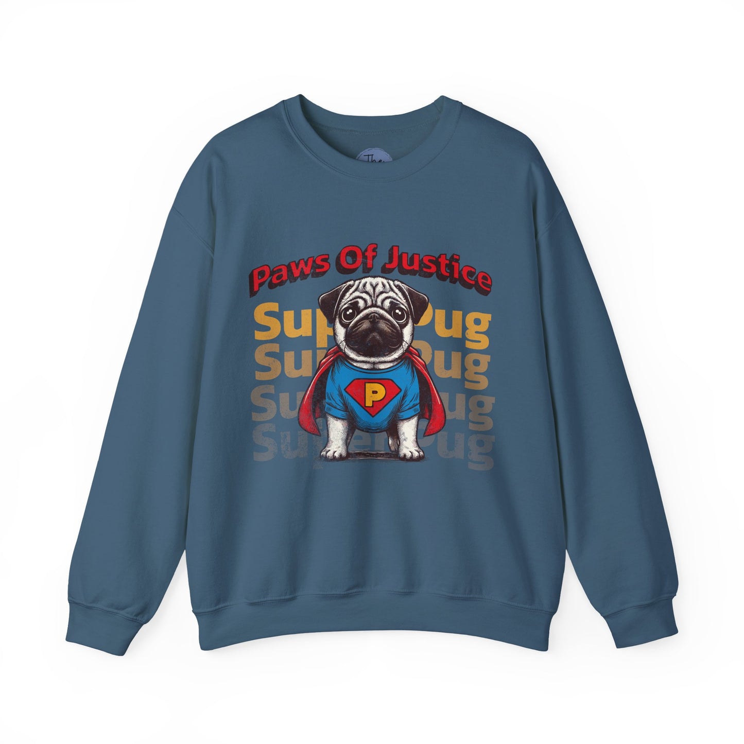 Super Pug Justice Sweatshirt, Funny Dog Sweater, Gift for Dog Lovers, Cozy Crewneck, Pet-Themed Apparel, Unisex Sweatshirt