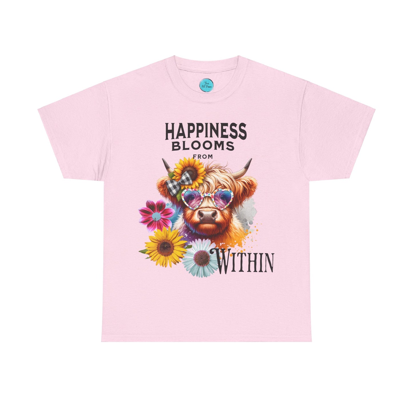 Happiness Blooms from Within - Highland Cow tee