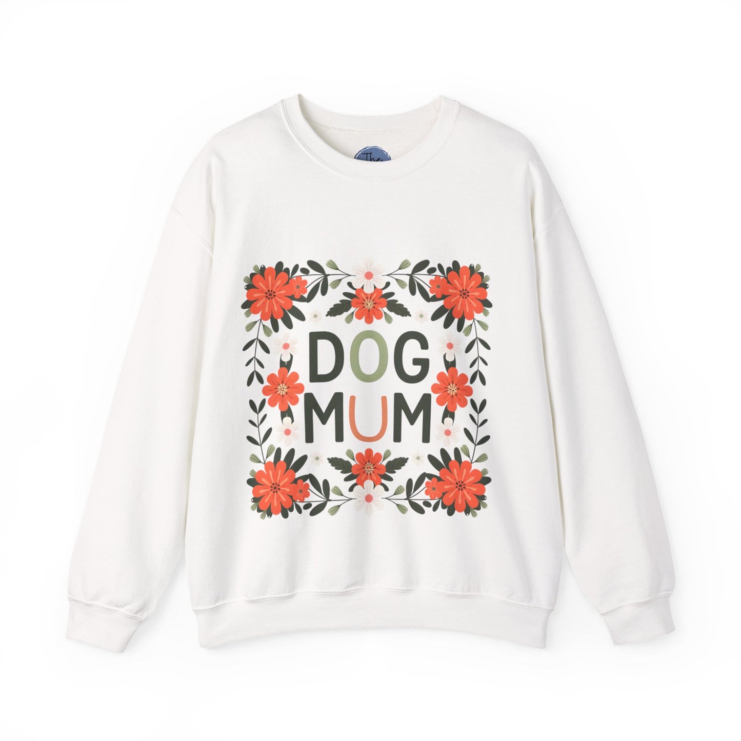Dog Mum Floral Crewneck Sweatshirt, Cute Gift for Dog Lovers, Pet Owner Apparel, Cozy Sweatshirt, Animal Lover Fashion, Mother's Day Gift