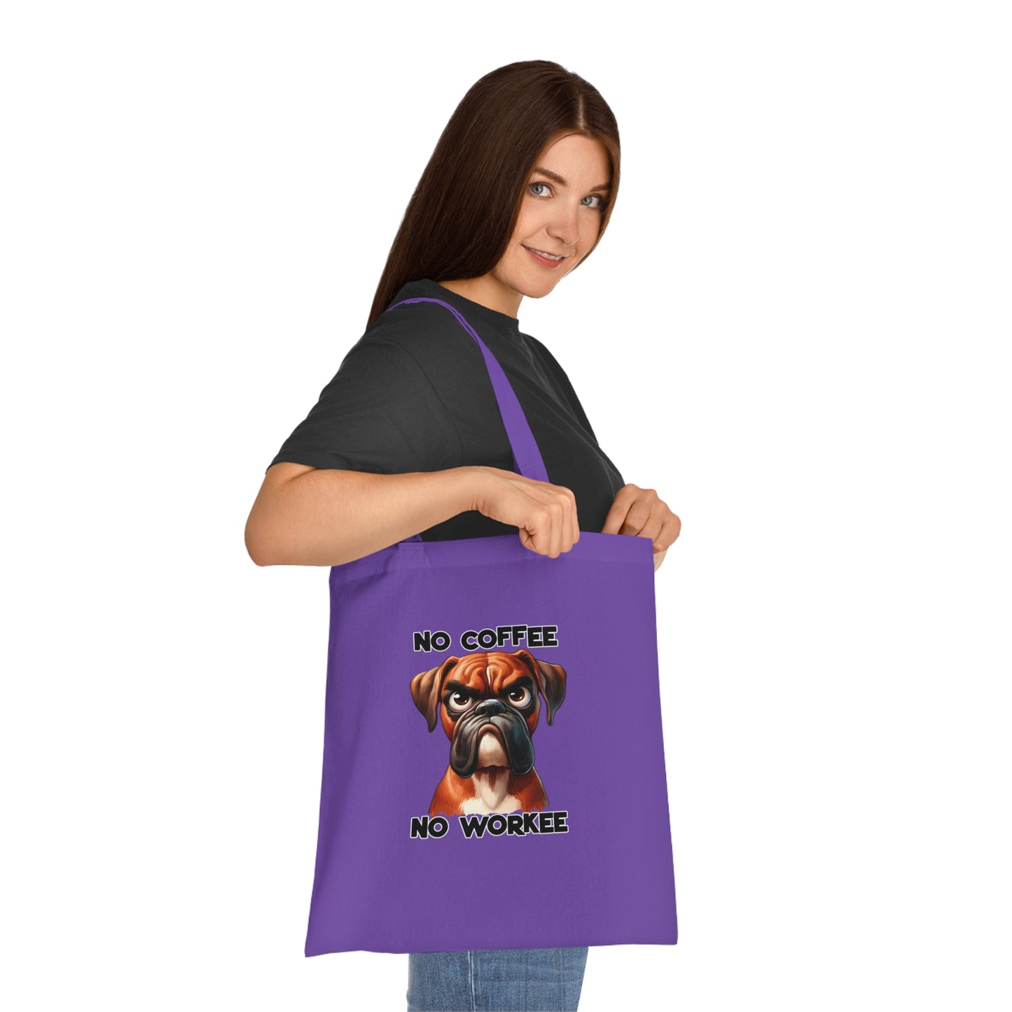 No Coffee No Workee Tote Bag — Funny Boxer Dog Canvas Grocery Tote