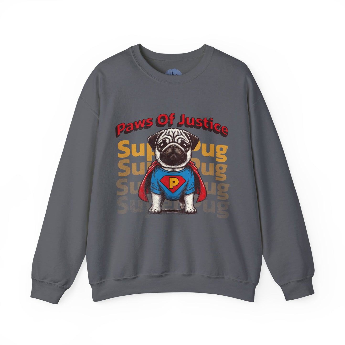 Super Pug Justice Sweatshirt, Funny Dog Sweater, Gift for Dog Lovers, Cozy Crewneck, Pet-Themed Apparel, Unisex Sweatshirt