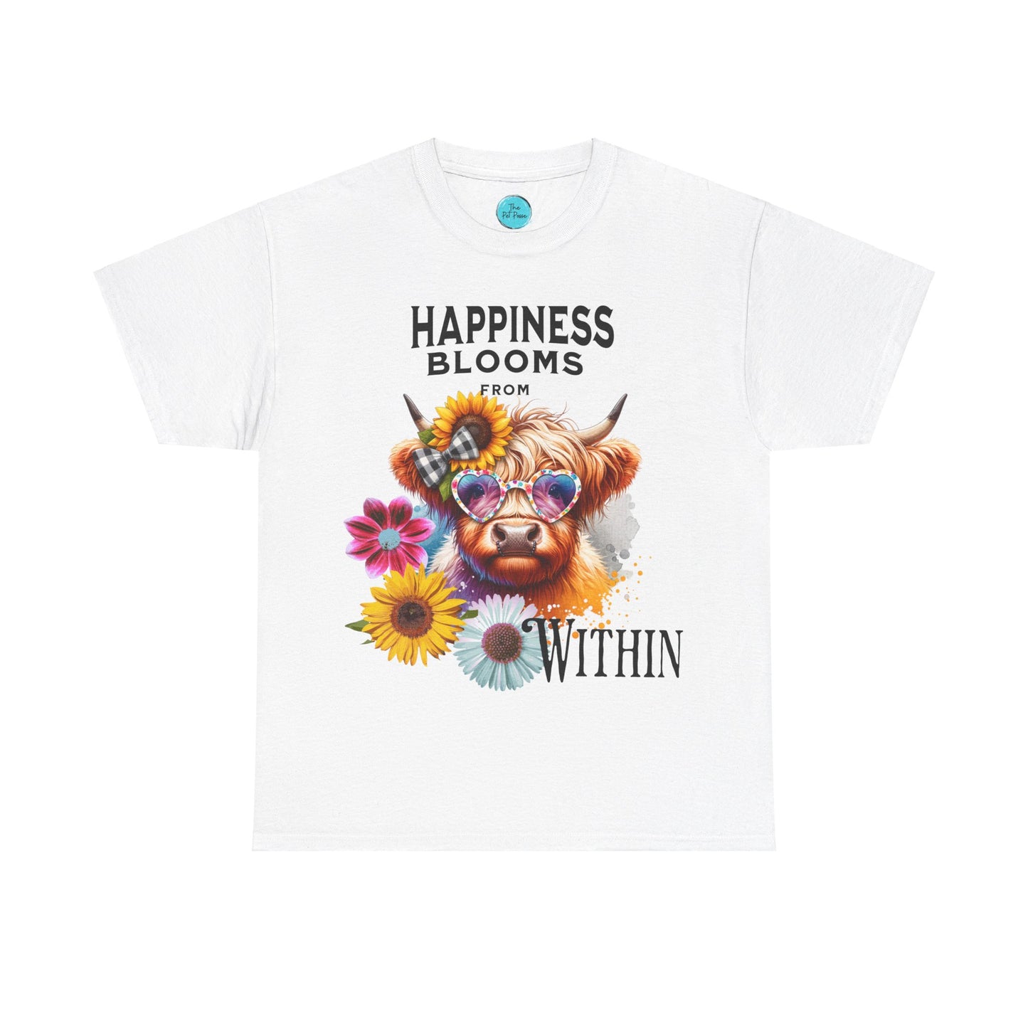 Happiness Blooms from Within - Highland Cow tee