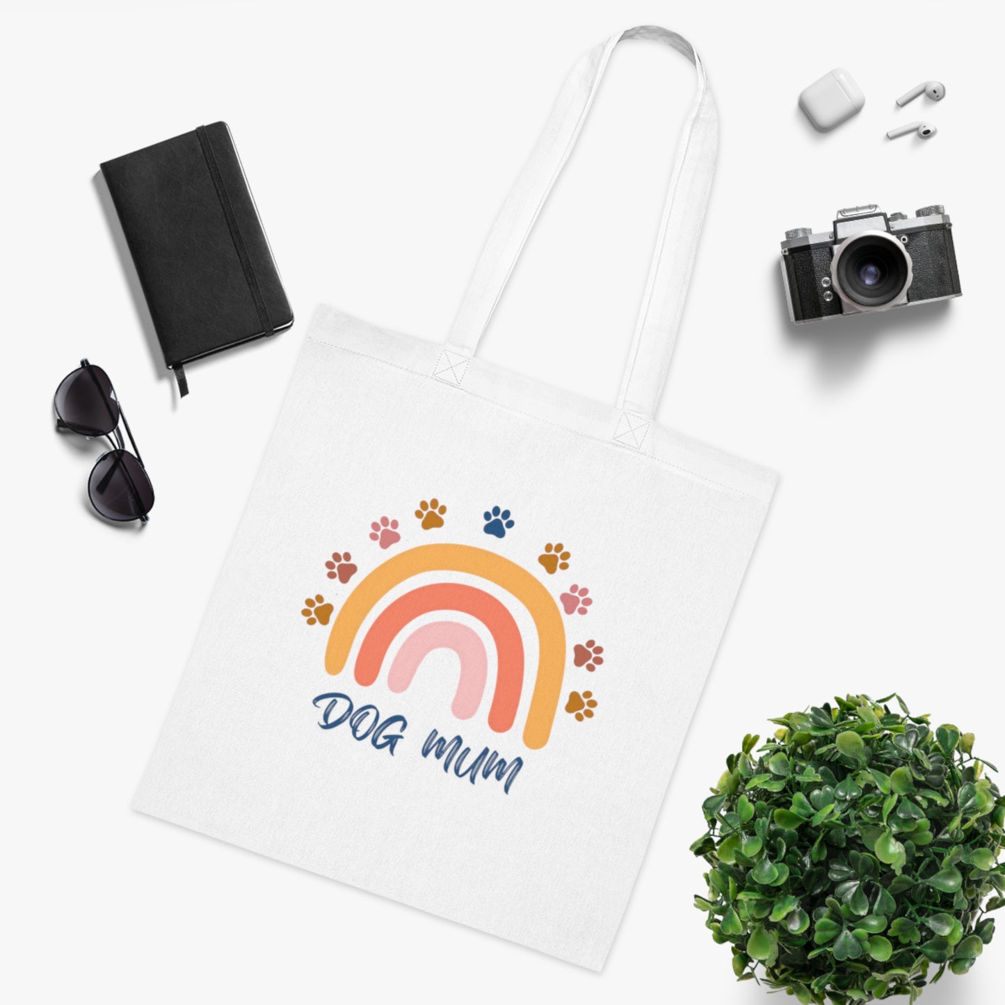 Dog Mum Retro Rainbow Tote Bag | Eco-Friendly Reusable Shopper | Gift for Dog Lovers | Cute Pet Owner Bag | Adorable Everyday Carryall