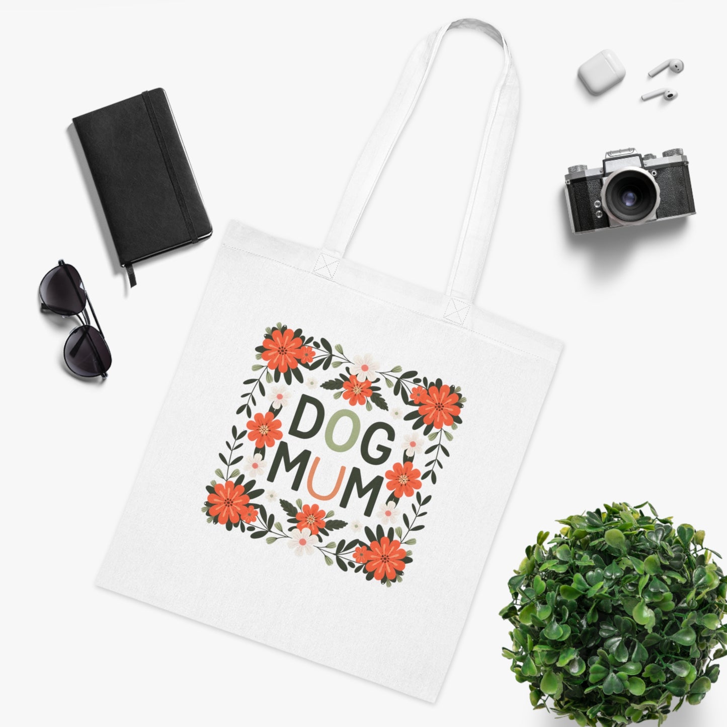Floral Dog Mum Tote Bag | Pet Lover Gift, Eco-Friendly Shopping Bag, Cute Dog Owner Accessory, Spring Fashion, Unique Dog Lover Tote