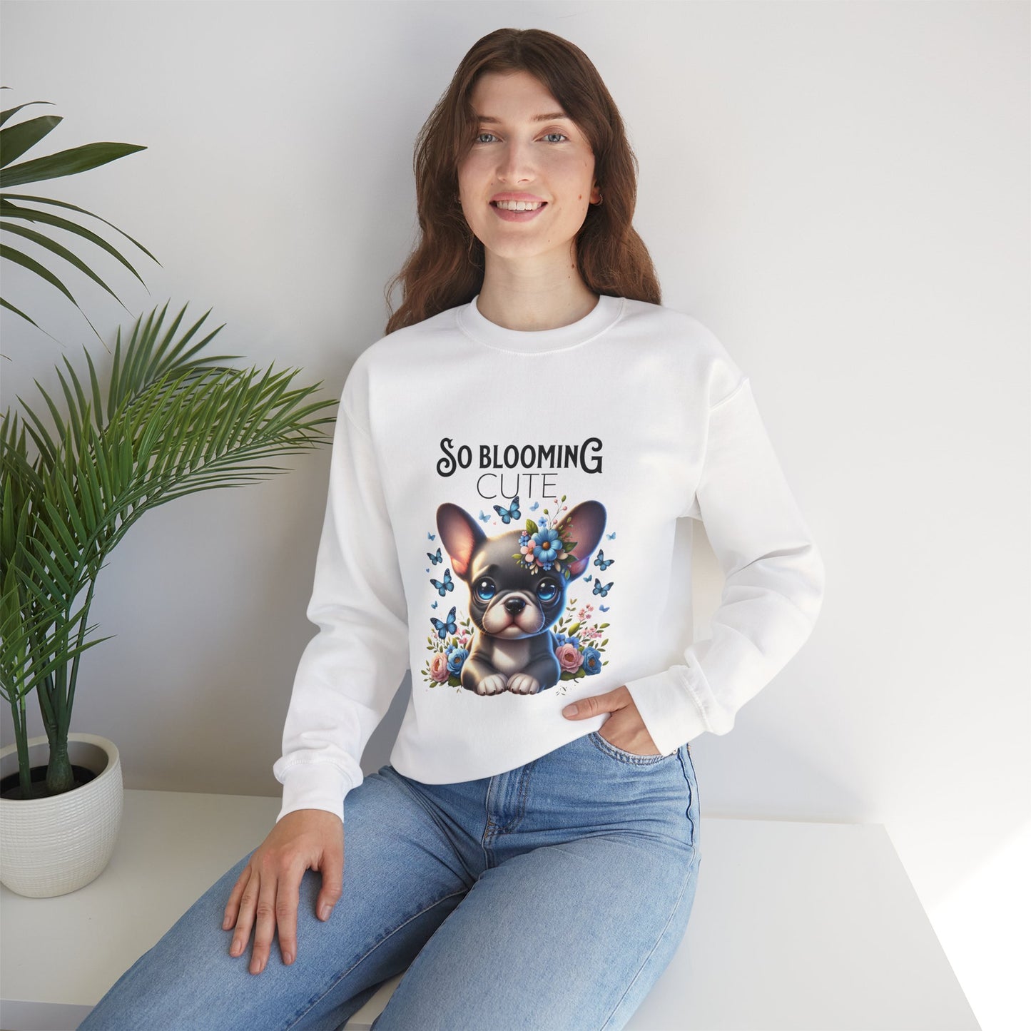 So Blooming Cute French Bulldog Sweatshirt, Cute Pet Lover Gift, Floral Graphic Crewneck, Cozy Spring Fashion, Animal Lover Apparel
