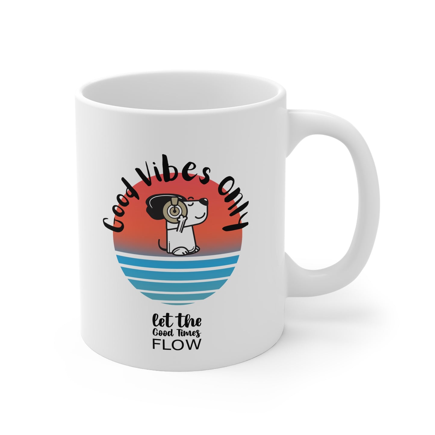 Good Vibes Only Mug | Inspirational Coffee Cup for Dog Lovers | Gift for Friends, Home Decor, Positive Quotes, Cute Animal Design