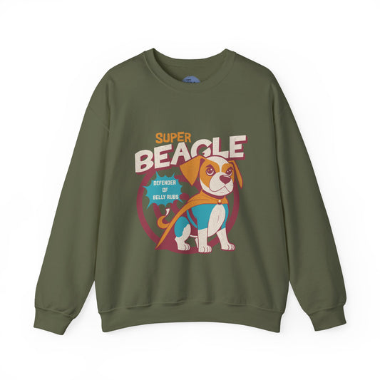 Super Beagle Crewneck Sweatshirt, Dog Lover Apparel, Cozy Gift for Pet Owners, Casual Fashion, Animal Print Sweatshirts