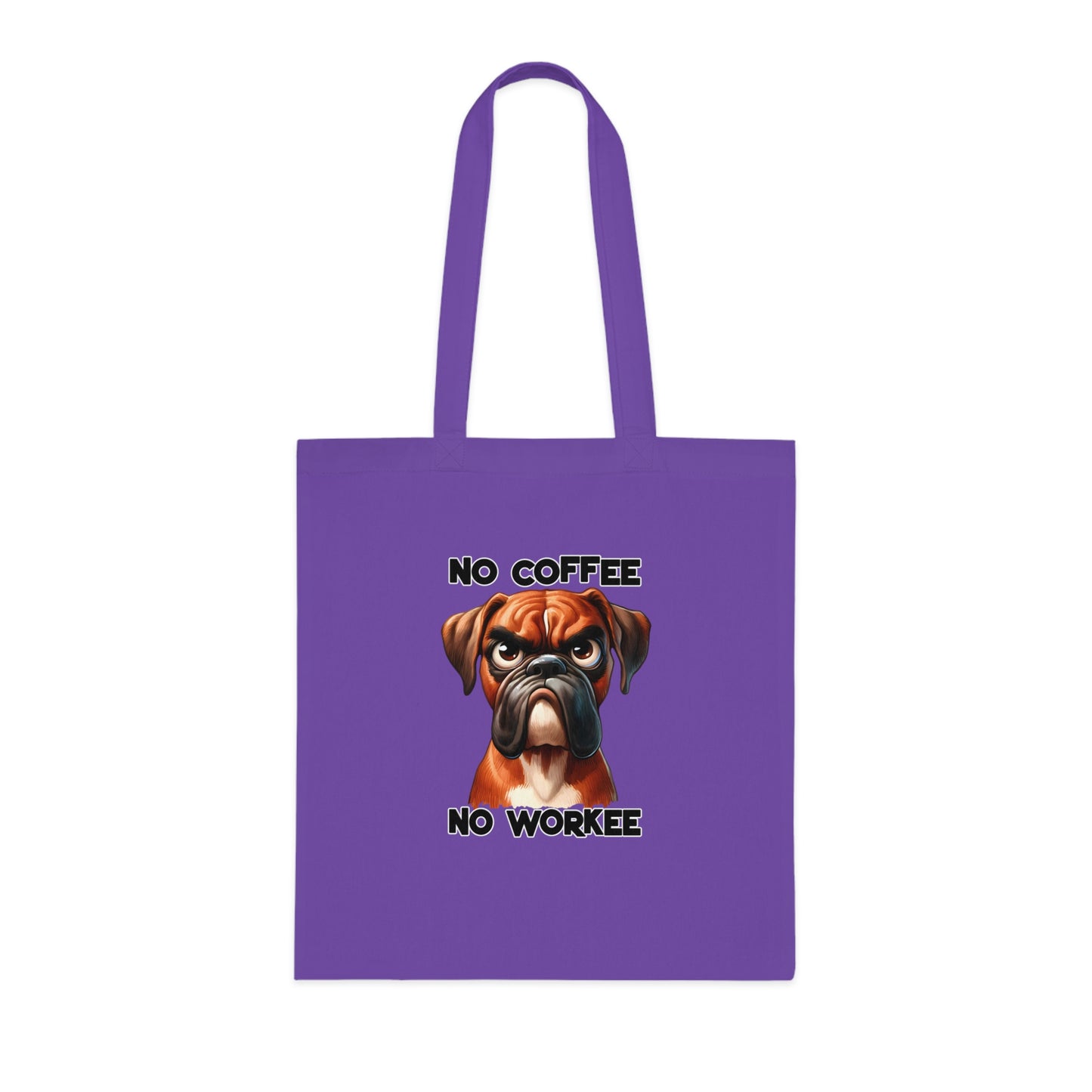 No Coffee No Workee Tote Bag — Funny Boxer Dog Canvas Grocery Tote