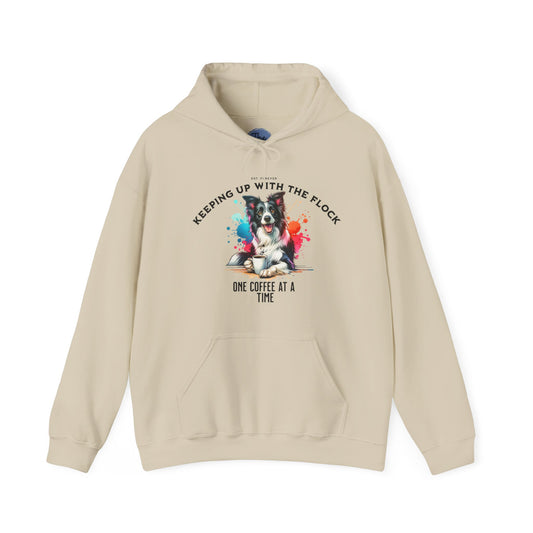 Coffee Lover's Unisex Hoodie - Keeping Up with the Flock, Border Collie, Dog Mom Gift, Dog Dad Gift, Cozy Sweatshirt, Pet Lover Apparel, Fun Gift for Nature Lovers