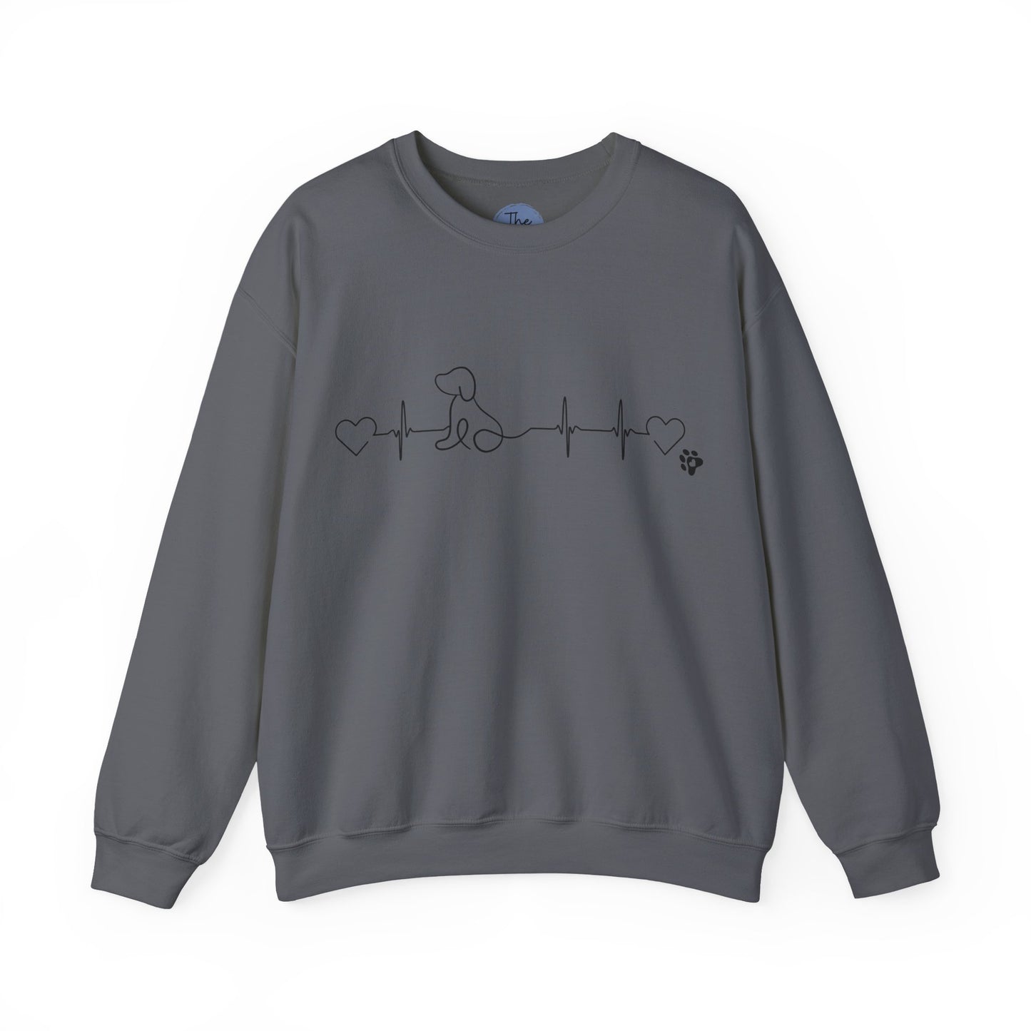 Dog Heartbeat Crewneck Sweatshirt — Minimal Paw Outline Pullover