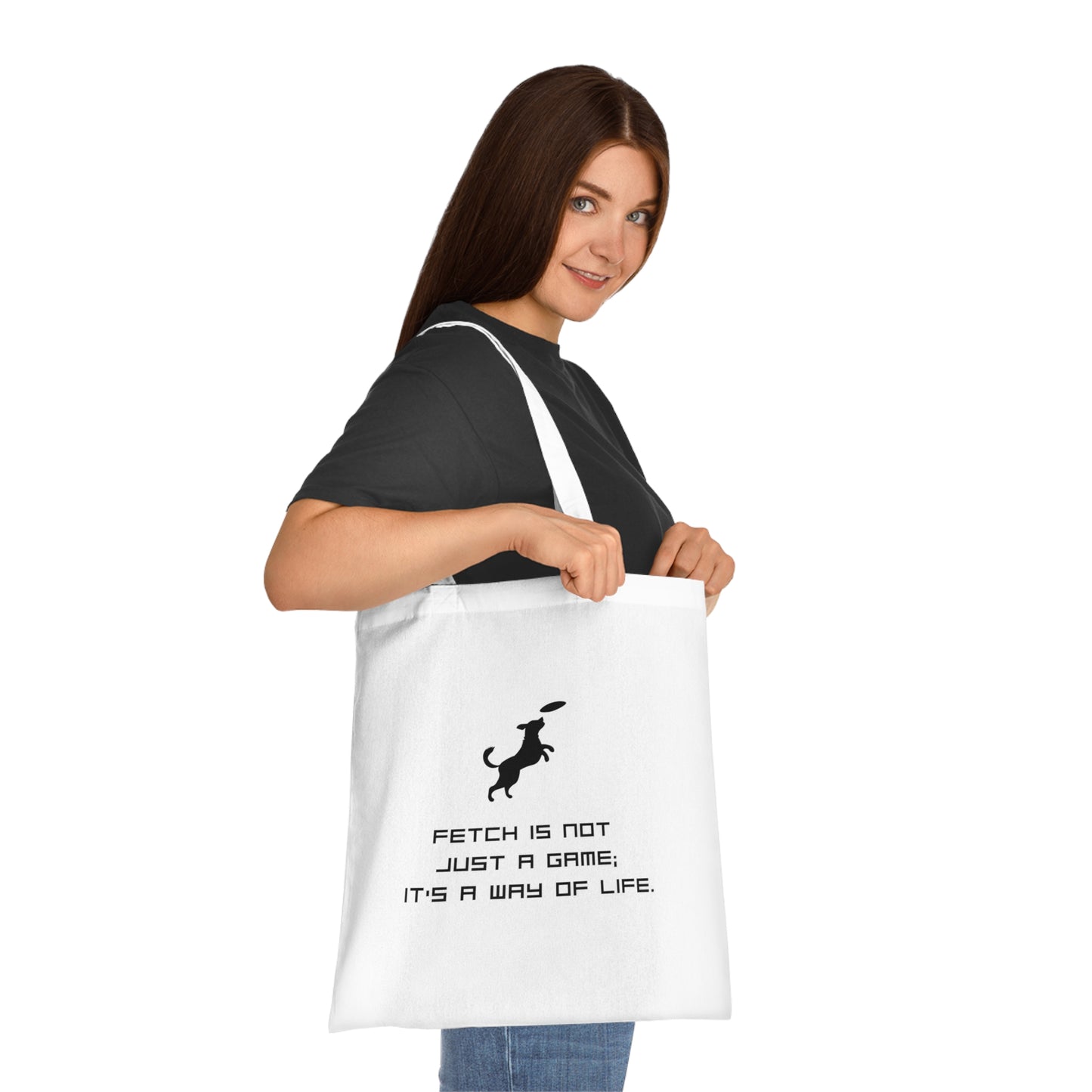 Dog Lover Tote Bag - "Fetch Is Not Just a Game, It's a Way of Life" Cotton Grocery & Everyday Tote