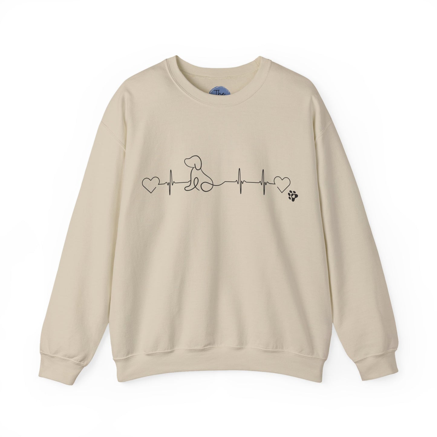 Dog Heartbeat Crewneck Sweatshirt — Minimal Paw Outline Pullover