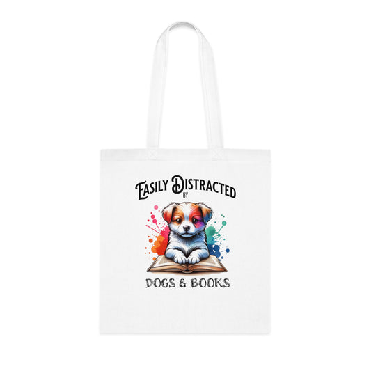 Easily Distracted by Dogs & Books Cotton Tote
