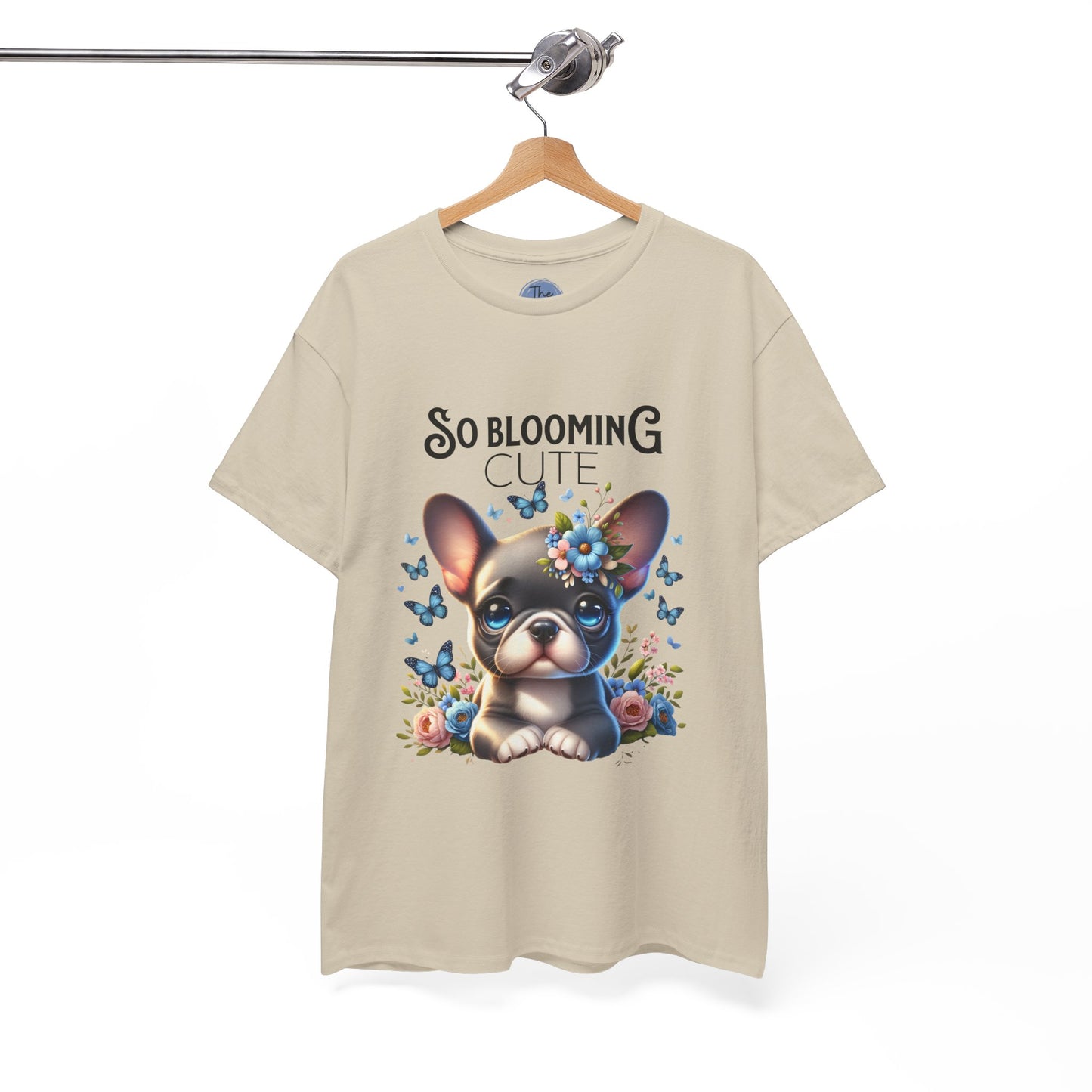 Cute Floral French Bulldog Tee, So Blooming Cute Dog Shirt, Unisex Heavy Cotton T-Shirt, Pet Lover Gift, Spring and Summer Outfit