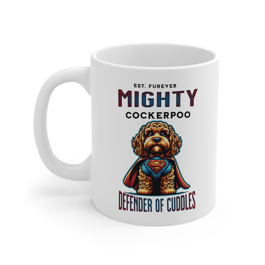 Mighty Cockerpoo Mug - Defender of Cuddles, Dog Lover Gift, Pet Owner Coffee Cup, Cute Puppers Mug, Animal Lover Present