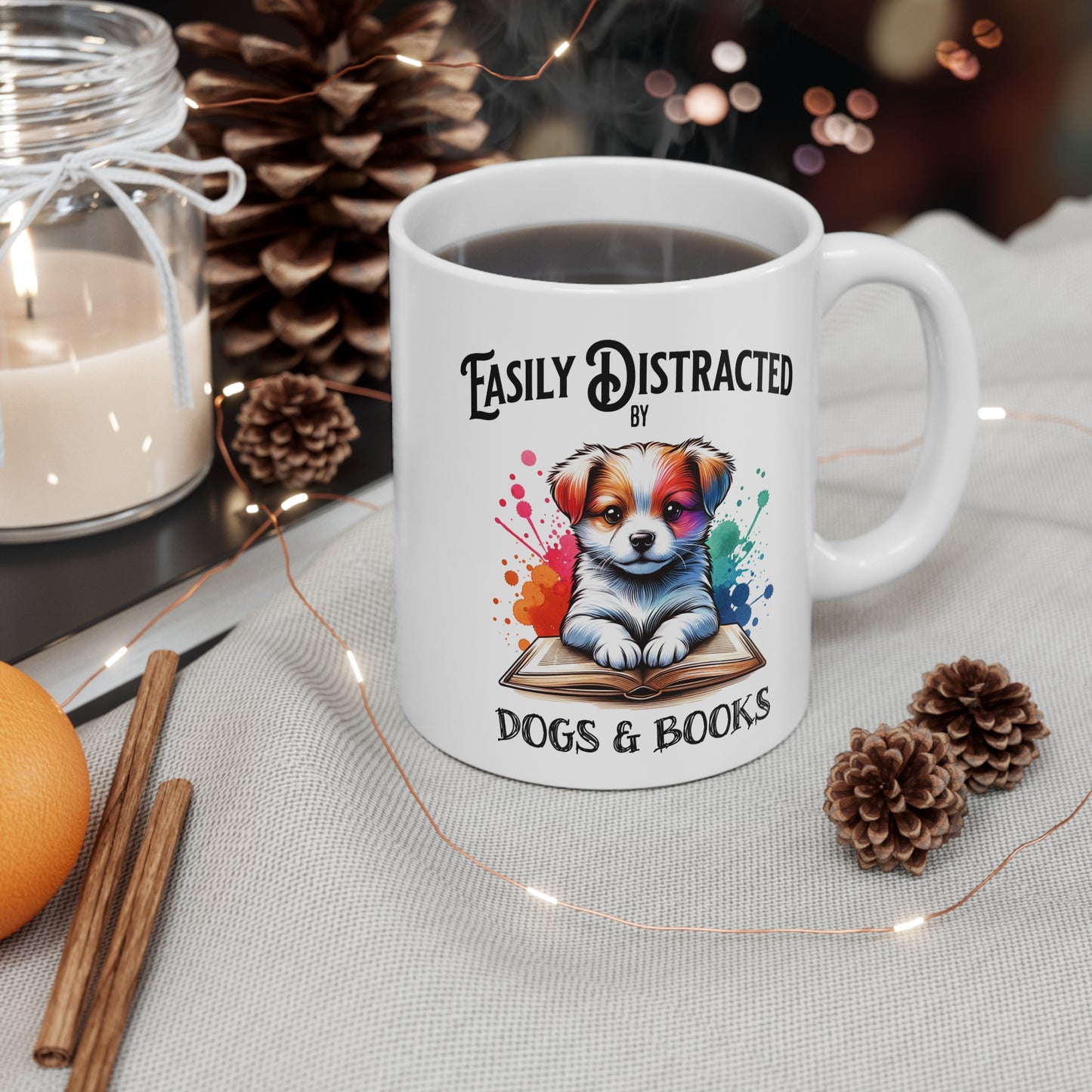 Easily Distracted by Dogs & Books Mug