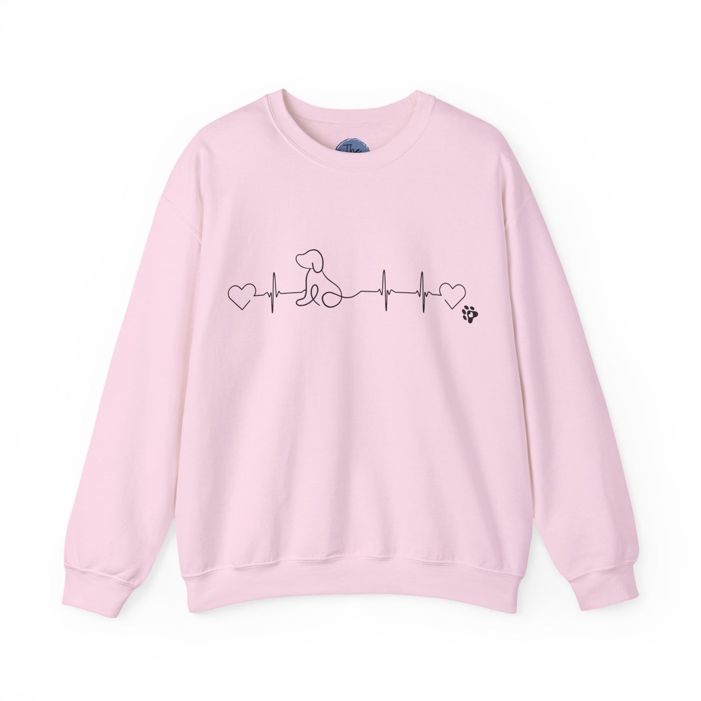 Dog Heartbeat Crewneck Sweatshirt — Minimal Paw Outline Pullover