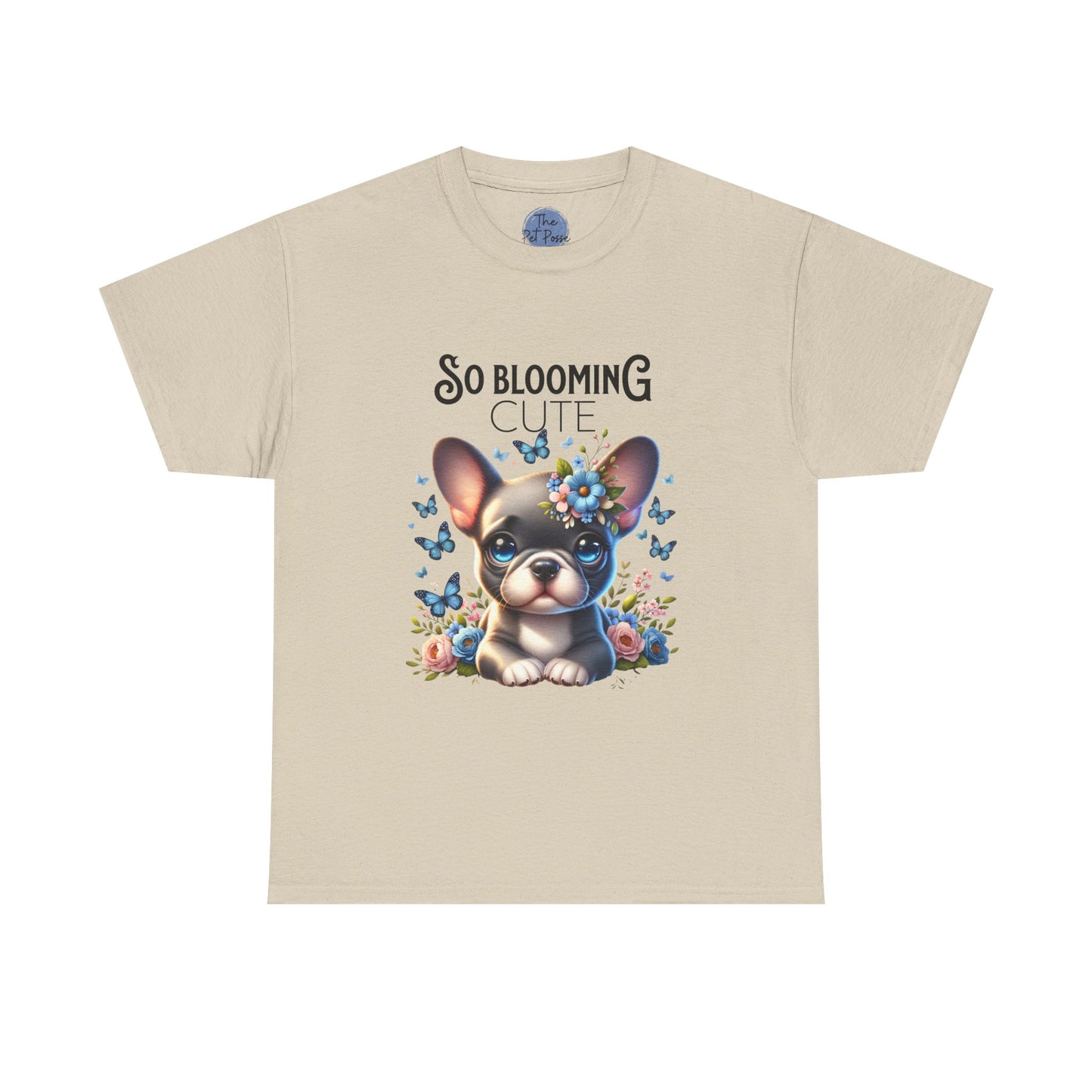 Cute Floral French Bulldog Tee, So Blooming Cute Dog Shirt, Unisex Heavy Cotton T-Shirt, Pet Lover Gift, Spring and Summer Outfit