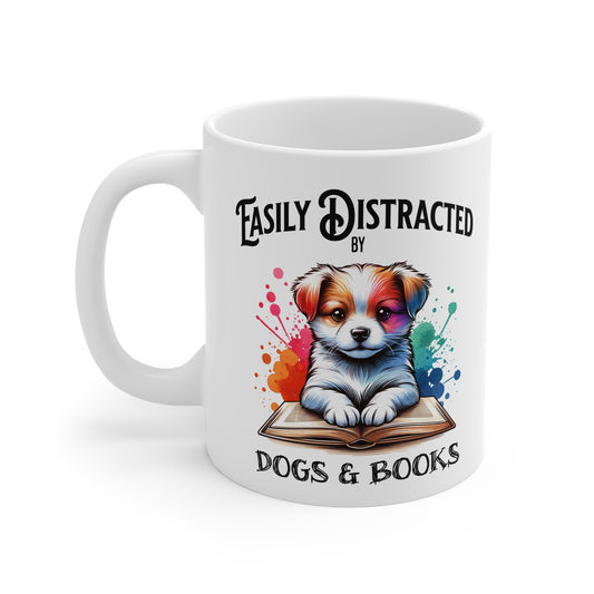 Easily Distracted by Dogs & Books Mug