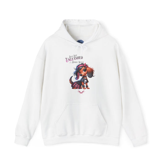 Doxie Style Unleashed : Unisex Heavy Blend Hooded Sweatshirt, Cozy Gift, Pet Lover Apparel, Animal Lover Hoodie, Unique Gift Idea